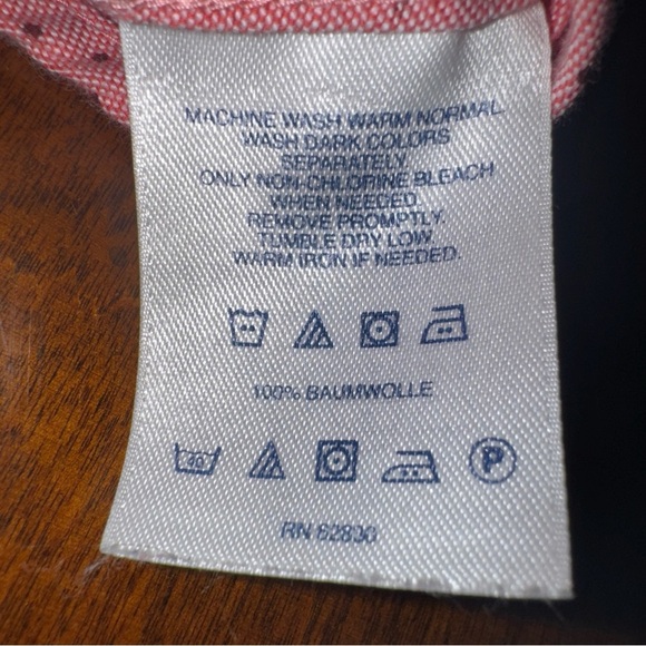 Lands End Women’s Long Sleeve Button Up Shirt Pink with Black Dots Petite 12P - Picture 7 of 7